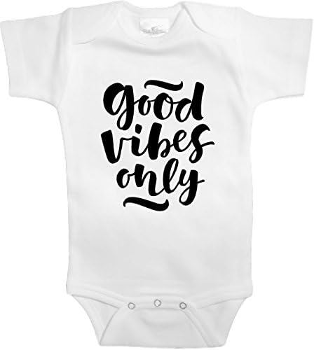 Baby Tee Time - funny Baby onesie girl boy - Good vibes only (0-3 Months, White)