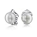 White Freshwater Cultured Pearl Clip On Ball Stud Earrings For Women .925 Sterling Silver Non Pierced Ear