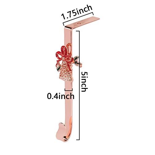 JEKOSEN Christmas Stocking Holder+Christmas Elements Brooch Set of 6 Hanger Hook Fireplace/Mantel Rose Gold Plating Hook… - Image 4