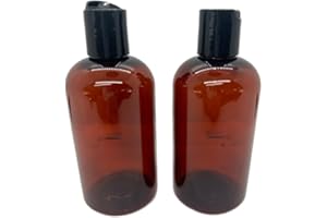 Caribbean Coastal Delights 16 oz Amber Plastic Bottle with Black Disc Cap - 2 Pack - BPA-Free and Break-Resistant - Perfect for Lotions, Creams, and Beauty Essentials