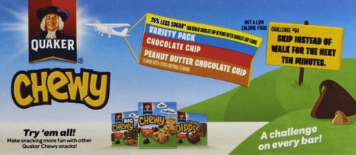 QUAKER CHEWY GRANOLA BARS, 25% LESS SUGAR, 2 FLAVOR VARIETY PACK, (18 PACK)