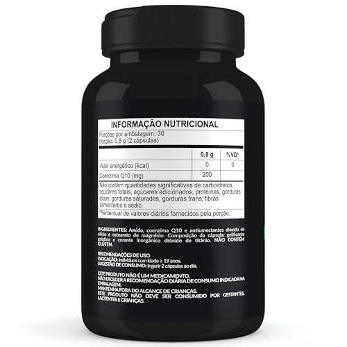 Coenzima Q10 200mg - 1 Pote com 60 Cápsulas de 400mg