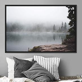 signwin Framed Canvas Wall Art Foggy Mountains Aerial...