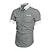 Allegra K Men Contrast Trim Point Collar Button Down Short Sleeve Slim Fit Shirt