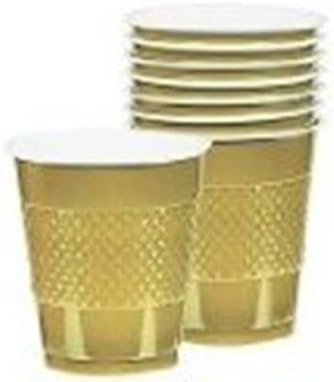 Gold Sparkle Plastic Drinking Cups 9oz 20 Ct. Cocktail Size Wash and Reuse by Festive Occasion