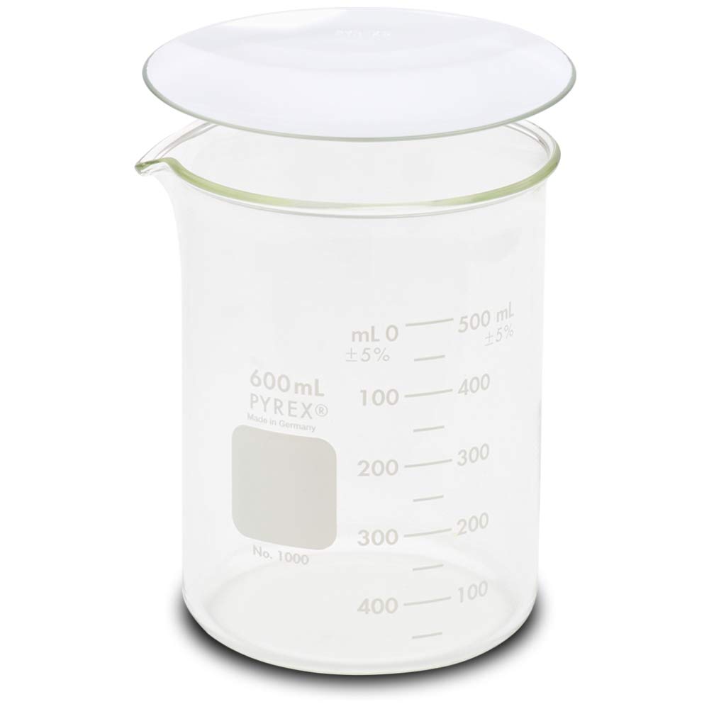 Corning Pyrex 1000-600 Glass 600mL Graduated Low Form Griffin Beaker, 50mL Graduation Interval, with Double Scale: Industrial & Scientific
