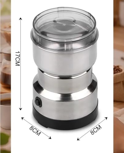 Moedor de Café Elétrico 220V Premium em Aço Inoxidável – Triturador de Grãos Café Pimenta Temperos e Especiarias – Compacto Potente Moagem Uniforme e Fácil de Limpar