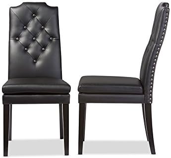 Esszimmerstühle, 2 Knöpfe, getuftet, Kunstleder, Schwarz: Amazon.de