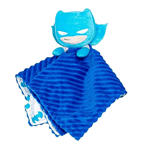 KIDS PREFERRED DC Comics The Batman Lovey Security Blanket, Soft Huggable Dark Knight Plush Lovey Toy for Baby and Infant Boys and Girls, Textured Blanket with Batman Logo