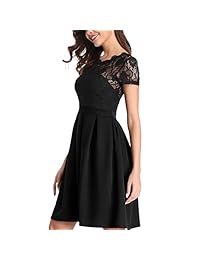 Vestidos de cóctel de encaje vintage de  prance para mujer Vestido de dama de honor corto de boda de fiesta Vestido de verano de cintura alta de una línea