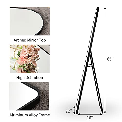 BEAUTYPEAK Arched Full Length Mirror, 64"x21" Rounded Coner Floor