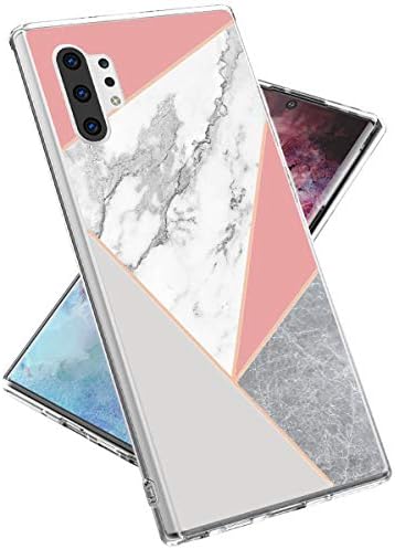 LOVEMECASE Galaxy Note 10+ Plus/5G Case, Marble Design Clear Bumper TPU Soft Case Rubber Silicone Skin Phone Case Cover for Samsung Galaxy Note 10+ Plus/5G(6.8 Inch)(Grey Pink Marble)