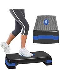 Aduro Sport Aerobic Ejercicio Paso, Ajustable Entrenamiento Fitness Stepper Ejercicio Plataforma con Riesgos