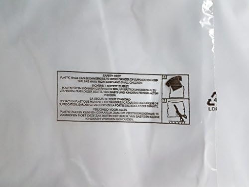 ( Pack of 100 ) 305 x 381 mm , Clothing Garment T-Shirt Bags Clear Protection Display 5 language MAIL SACKS with Child safety Suffocation Warning PACKING POSTAGE ENVELOPES poly MAILERS