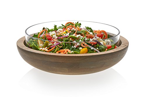 Prologue Handcrafted Nesting Wood and Glass Serving Bowls