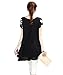 Anself Women Chiffon Embroidery Blouse Short Sleeve Loose Casual Tops Dress, XL,Black