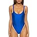 Dixperfect Women's Retro 80s/90s Inspired High Cut Low Back One Piece Swimwear Bathing Suits (M, Dazzling Blue)