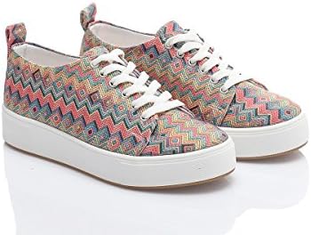 Just Shoes Women's Sneaker, Multi Color, Comfort Footwear, Antibacterial Fabric, Printed Walking Shoes, Fashion Design, Low Heel, 10 Colors Available JF-SNK09 (8-US/39-EU/6-UK, Multi)