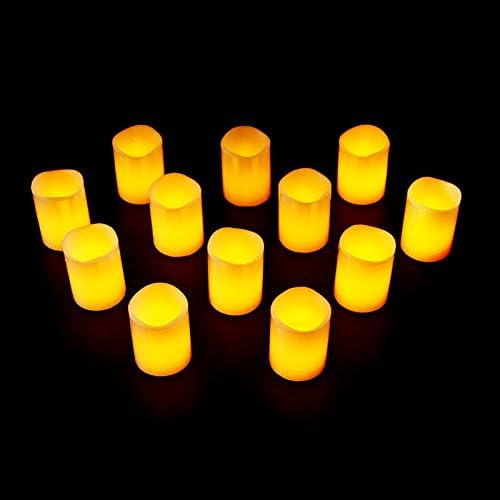 12 Medium Sized Battery Powered Premium Flameless Real WAX Votive Candles
