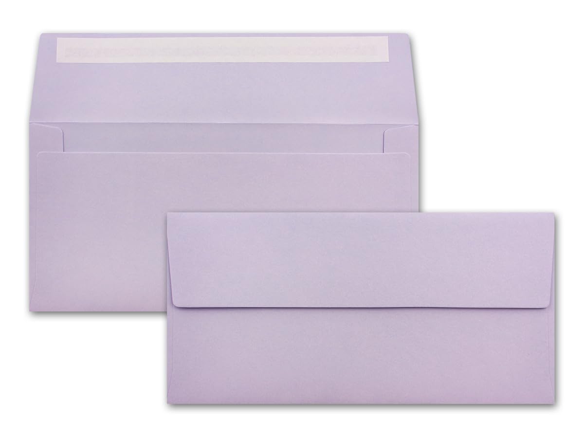 50 envelopes DIN long - purple - 110 g m² - 11 x 22 cm - very dimensionally stable - self-adhesive - quality brand: