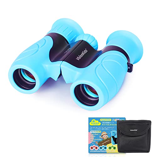 VisionKids 双眼鏡 高倍率望遠鏡 8X21mm ダハ式 コンパクト 双眼鏡 ライブ用 酔いにくい 生活防水 小型 軽量 バードヴォッチング 自然観察 スポーツ観戦 コンサート ライブ おもちゃ プレゼント (ブルー)