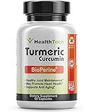 Turmeric Curcumin with BioPerine (Black Pepper Extract) - Joint Pain Relief - Natural Anti-Inflammatory and Antioxidant - 1300mg - 95% Standardized Curcuminoids - 60 Vegetarian Capsules - V-HealthTech