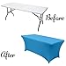 ABCCANOPY 6 FT Spandex Table Cover Stretch Fitted Wrinkle Resistant Tablecloth Reuse for Rectangular Folding Table Patry Event Wedding Banquet Protector Turquoise