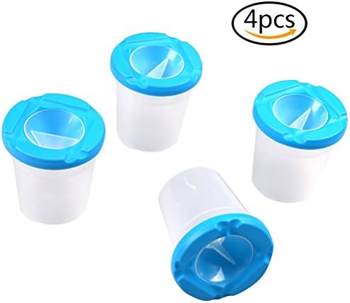 4 Pcs Paint Cups Art Drawing Cups Spill Proof No Spill Plastic Round Cups,Blue BY DINGJIN