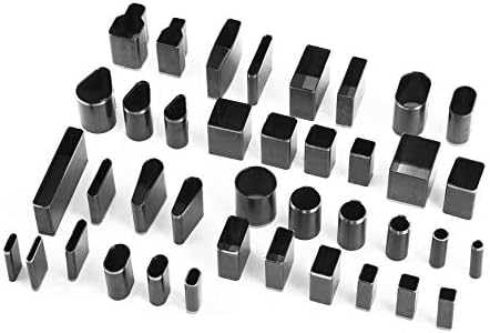 Pudincoco 39pcs/Set 39 Shape Style Hole Hollow Cutter Punch Metal Cutter Punch Set Handmade Leather Craft DIY Tool for Phone Holster(Black)