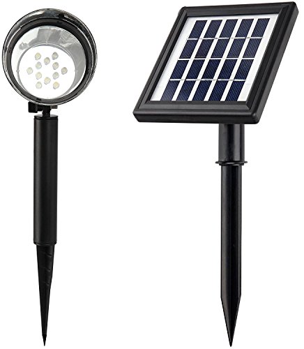 MicroSolar - NATURAL WHITE (NOT BLUISH) - Lithium Battery - Separate Solar Panels (Set of 2) - 4x12LED Spotlights with 4x16 Feet Cables --- Automatically lighting from Dusk to Dawn under Good Sunshine