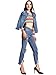 Beluring Womens Lightweight Rainbow Colored Stripe Vintage Long Sleeve Crop Top,Multicoloured,Large