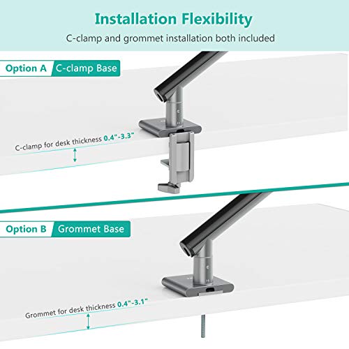 WALI Single Monitor Arm VESA Mount Stand, Fully Adjustable, Mechanical Spring Tension Indicator