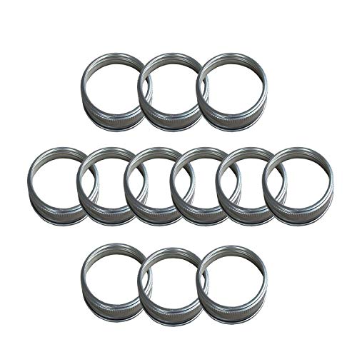 THINKCHANCES Food Grade and BPA Free Silver Stainless Steel Rust Resistant Dishwasher Safe Screw Bands/Rings for Mason, Ball, Canning Jars (12 Pack, Wide Mouth)