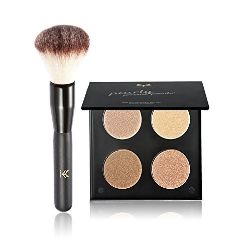 Eyeshadow Palette Highlighting Contour Blush Kit,Molie 4 Color Compact Glitter Powder Facial Foundation Matte Makeup Set with Powder Brush