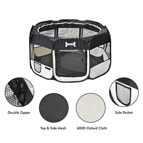 Mcdear Plegable Parque Mascota de Juego Fabric Pet Pen para Perros Gatos Conejos Animales pequeños Negro - Imagen 4