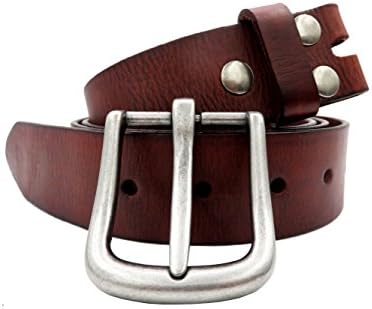 Men's Genuine Leather Belt 38mm(1-1/2") Cowhide Strap Snap on Belt Full Grain Vintage Finish with Removable Buckle Waist Belts for Jeans - Tan