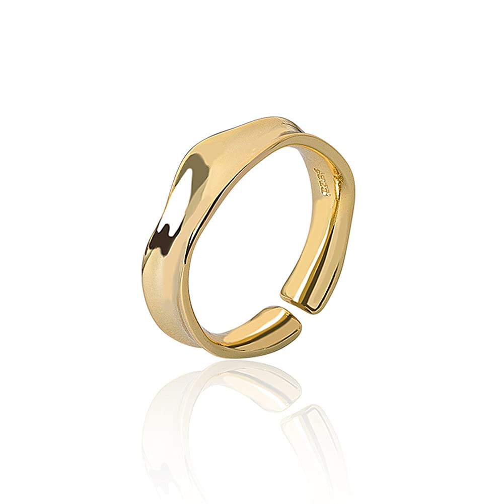 chengxun Irregular Wave Ring Commuter All-match Personality Opening Adjustable Rings Birthday Gifts for Women