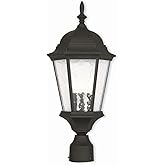 Livex Lighting 75468-14 Textured Black Post Mount with Clear Water Glass