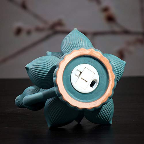 THE NEON LIGHT LED Lotus Incense Burner Backflow Incense Holder Aroma Smoke Waterfall Fountain Censer Home Decor + 10pcs Incense Cones