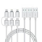 ROMOSS 2-in-1 iPhone and Android Charging Cable, Durable USB Data Sync and Charging Cable Cord Compatible for iPhone Xs/MAX/XR/X/8/8 Plus, iPad, Samsung Galaxy S7 and Android Device (3.3 FT, 3 Pack)