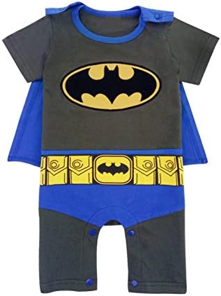 Kiddomania Baby Toddler Boy/ Girl Superhero Bodysuit Romper Onesie Costume (70 (0-6 Months), Batman)