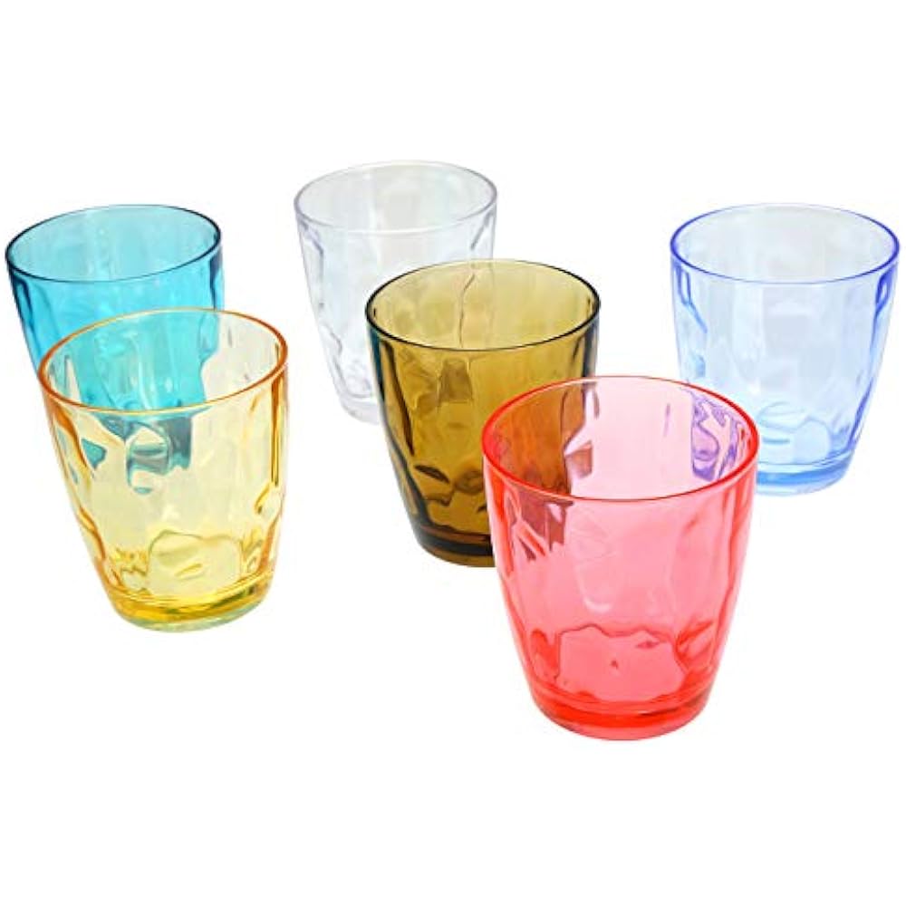 Lawei 6 Pack 14 Oz Unbreakable Plastic Drinking Glasses Assorted