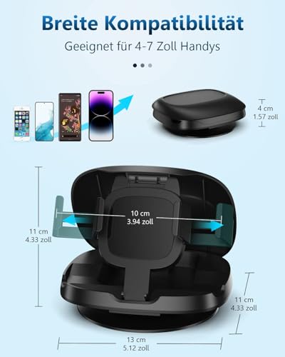 Mobile Phone Holder Car, 360° Rotatable Mobile Phone Holder Car, Dashboard Car Mobile Phone Holder with Adhesive Base, Car Mobile Phone Holder for iPhone 17/16/15/14/13/Pro Max/XS/XR, Samsung Galaxy Smartphones