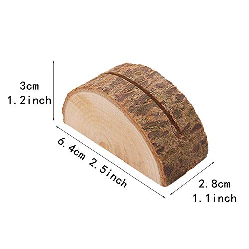 Aimyoo Wooden Card Holders - Rustic Real Wood Table Number Stands Picture Memo Clip Note Photo Clip for Home Party Decoration Wedding Favors (Pack of 50)