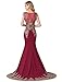 MisShow Women's Embroidery Lace Long Mermaid Formal Evening Prom Dresses