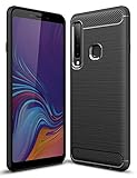 Toppix Case for Samsung Galaxy A9 (2018), Soft TPU Bumper Flexible [Shock Absorption] [Carbon Fiber Texture] Bumper Protective Cover for Galaxy A9 (2018), Black