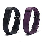 Vetoo Replacement Bands for Fitbit Flex,Fashion Silicone Bracelet Wristband Accessory,Pack of 2,Black+Purple