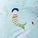 DeerHome Soft Children Duvet Cover Set Twin Blue Wave Small Mermaid Pattern Reversible Boys Girls Bedding Set 3 Pieces with 2 Pillow Cases Best Bedding Gifts for Kids