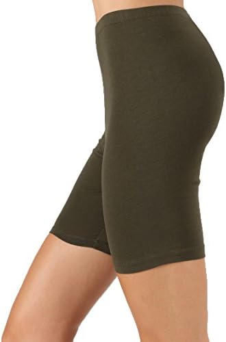 JNTOP Women's Lightweight Biker Short Leggings Olive Large