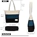 ArcEnCiel Canvas Shoulder Handbag for Women Tote Bag Purse with Zipper Hobo Bags (Blue&Black)